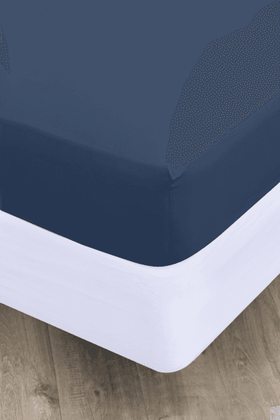 Navy Polycotton 144tc Fitted Sheet Navy Polycotton 144tc Fitted Sheet