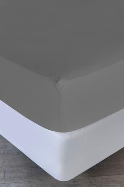 Charcoal Washed Cotton Fitted Sheet Charcoal Washed Cotton Fitted Sheet