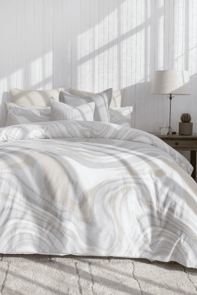 SWIRL NATURAL DUVET COVER SET SWIRL NATURAL DUVET COVER SET